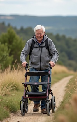 Richtig gehen mit einem Rollator außerhalb der Wohnung