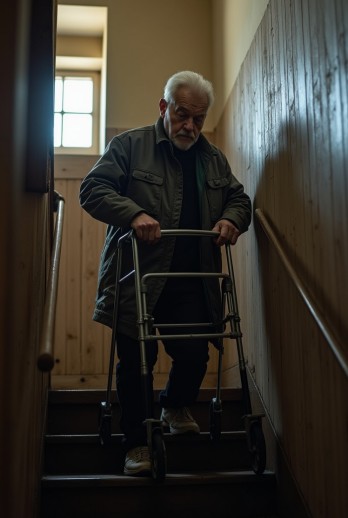 Rollator im Treppenhaus